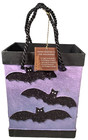Halloween Art Deco Box Sparkling Black Bats On Purple  8 5   h X 6 5   l X 4 5   w      
