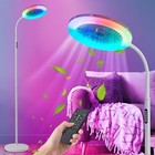 Floor Fan With Rgb Lights And Remote  3 Speeds Standing Floor Lamps With White
