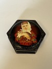Vintage Russian Hand Painted 4  Lacquer Trinket Box Artist Signed Hexagon Shape 