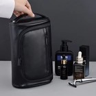 Men   s Large Capacity Leather Toiletry Bag  Multi-pocket Travel Wash Organizer