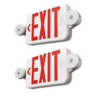 2 Pack Red Led Exit Signs With Emergency Lights - Safety Lighting For Exit Route