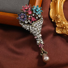 Women Rhinestone Flower Brooches Vintage Exquisite Bouquet Pins Party Corsage