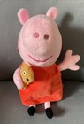 Ty Beanie Baby    peppa Pig    Plush Animal Stuffed Toy Holding Teddy Bear   8  Euc
