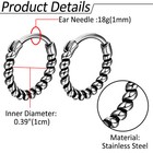 2pcs Men s Vintage Punk Twisted Huggie Hinged Hoop Earring Stainless Steel Studs