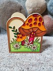 Vintage 70s Magic Mushroom Shrooms Napkin Holder Double Sided Hippy Groovy Retro