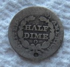 1849-o 5c Seated Liberty Silver Half Dime Rare Key Date Full Date Holed