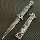9    Stonewashed Dragon Tactical Spring Assisted Open Blade Folding Pocket Knife