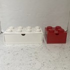 Lego Storage Products  4-stud And 8-stud Desk Drawer Red And White Lot Of 2