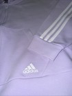 Adidas Womens Sweatshirt Sz Sm Full Zip Crop Hoodie Lavender Game Day 3 Stripes