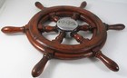 Antique Trojan Helm Wheel  Ship Wheel  19 5  Mahogany  Sea Breeze Nautical Gifts
