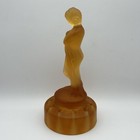 Vintage Cambridge Glass September Morn Nymph Lady Flower Frog Amber Satin Frost