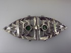 Vintage 1930s Art Deco Interlocking Belt Buckle Faux Emerald Rhinestone Costume