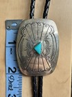 Vintage Sterling Silver And Turquoise Bolo Tie   Artist Signed