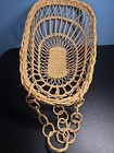 Vintage Handcrafted Wicker Wood Baby Doll Cradle Crib Bassinet Basket Rocking