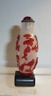 Antique Chinese Snuff Bottle Red Bats Clouds Snowstorm  Blessings Good Fortune