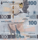 Zambia 100 Kwacha 2024 2025 P New Issue Unc Aa First Prefix 1 20 Bundle Lot 5 P