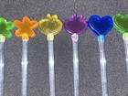 Lot Of 13 Hand Blown Art Glass  Colorful Swizzle Stir Drink Sticks Shapes