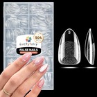 Nail Tips  504pcs Pre-etched Soft Gel Nail Tips  Tri-layer Core Short Almond