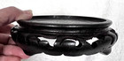 Vintage Chinese Ornate Scroll Carved Wood Vase Bowl Display Stand