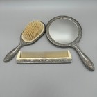Vintage Art Nouveau Silverplate Vanity Set 3 Piece Heavy Mirror Brush Comb