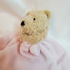 Teddy Bear Baby Lovey Security Blanket Plush Pink Satin Trimmed Soft Toy