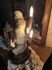 Rare Antique Chinese Famille Rose Enamel Porcelain Shou Lao Candelabra Lamp
