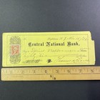 Antique 1872 Central National Bank Hightstown Nj Check David Wasserman Irs Stamp