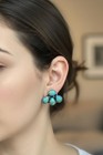 Turquoise Cluster Earrings  Western Bohemian Style   Handmade Boho Southwestern