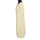 Vintage 90s Floral Pintuck Midi Prairie Dress Yellow Rayon Size 14