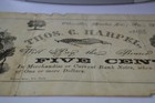 1862 Ottsville Bucks County Pa Thomas C  Harpel Five Cents Pay The Bearer Paper