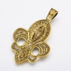 Fleur De Lis Pendant Antiqued Gold Metal Finding Focal Floral Lily France 73mm