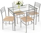 5 Piece Dining Table Set  Kitchen Dining Set With Tempered Glass Table Top An   
