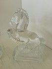 Vintage Le Smith Glass Clear Rearing Horse Bookends Pair Set Of 2