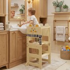 Aiyaplay Toddler Step Stool With Chalkboard For Kitchen Counter  Natural
