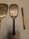 Vintage 3 Piece Gold Tone Vanity Set Mirror  Brush  Comb Mint Condition  