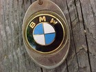 Vintage Bmw Logo Solid Brass Key Chain Used Rustic Gold Hardware Scarce Usa