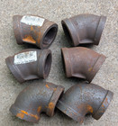 6 Nos 1 Inch Black Pipe 90   45 Degree Elbows - Usa Marked - Hit Miss Gas Engine