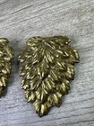 Vintage Pair Of Statement  Leaf Shoe Clips Brass Tone  2   