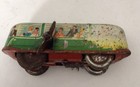 Vintage Antique Litho Tin Green Party Bus Wind Up Toy West Germany