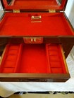 Beautiful Vintage Rosewood   Brass Jewelry Box Chest With Brass Lock And Key