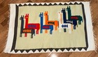 Vtg Peruvian Alpaca Llama Wool Rug Wall Hanging Tapestry Hand Woven 42 x27  Peru