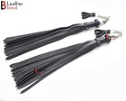 Cowhide Leather Finger Flogger 25 Falls  Black Florentine Flog Whip Pair