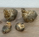 Set Of 4 Vintage Brown Ceramic Quails Mcm Made In Japan