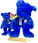 Ty Beanie Clubby Royal Blue Buddy And Baby 15 Inch And 8 Inch  1998 And Tagged