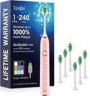 Sonic Electric Toothbrush For Adults Type-c Rechargeable Pink 6 Heads 5 Modes