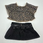 Build A Bear Leopard Cheetah Sheer Top Black Denim Skirt Teddy Clothes Outfit