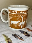 Rare  Taylor Ng San Francisco Deer Squirrels Coffee Mug Orange Vintage