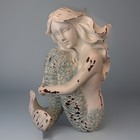 8  Mermaid Statue Figurine Cream Distressed Finish Beach Nautical Tropical