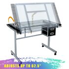 Drawing Desk Drafting Table Glass Top   Adjustable Hydraulic Salon Stool Chair