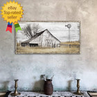 Farmhouse Framed Wall Art Picture  Rustic Barn Farm Wood Artwork Decor Large